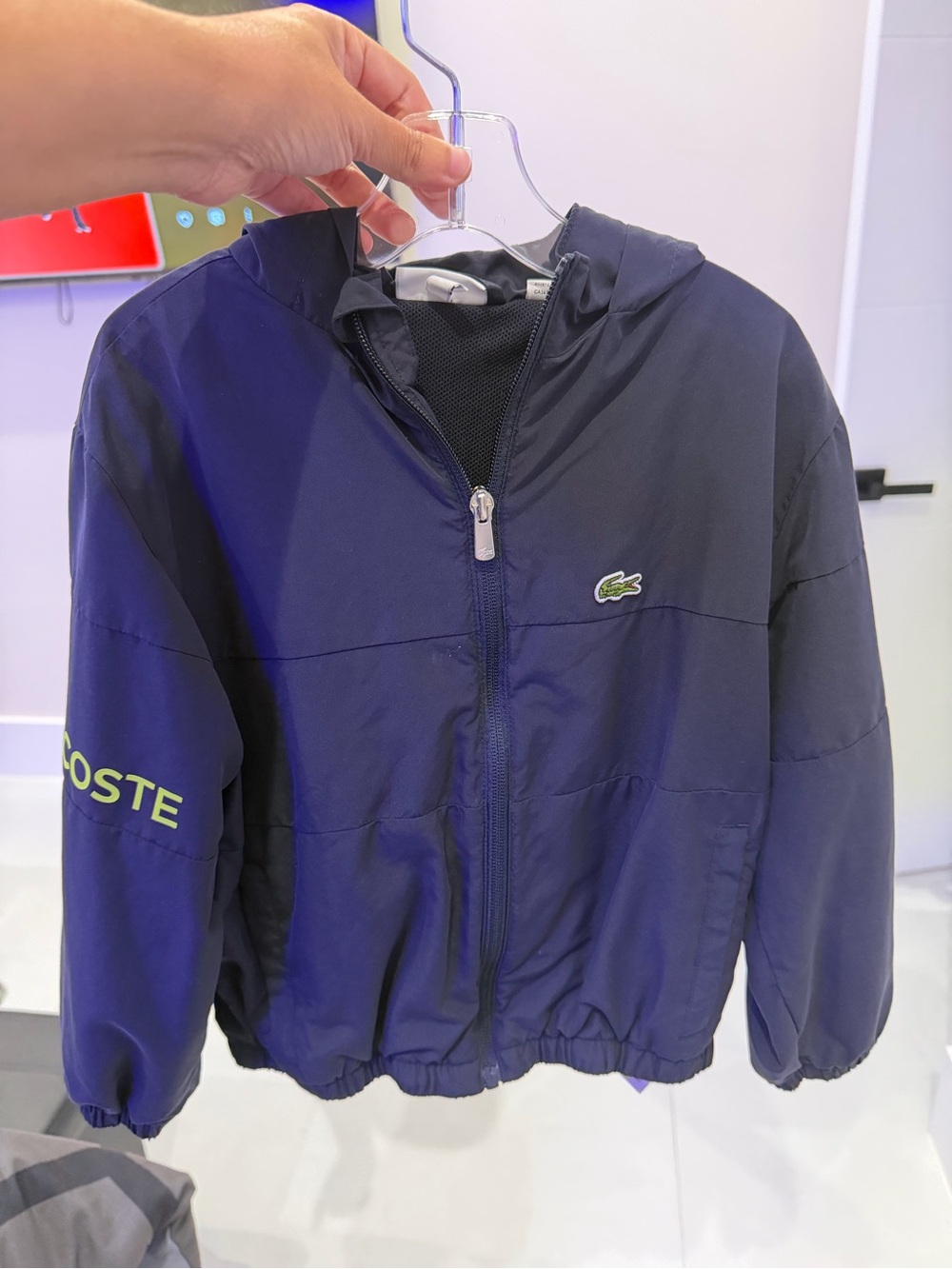 Lacoste Navy Hooded Zip Jacket with Green Crocodile Logo